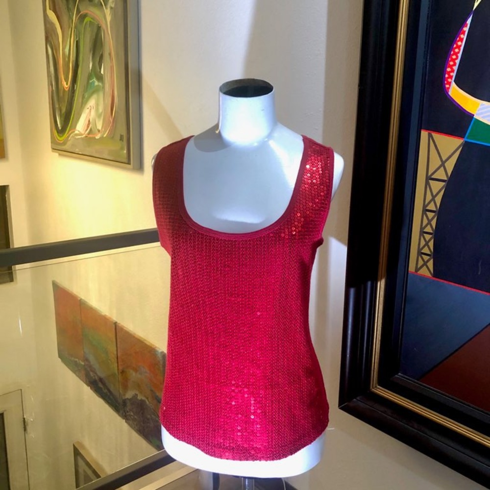 Bisou Bisou Red Sequin Tank Top